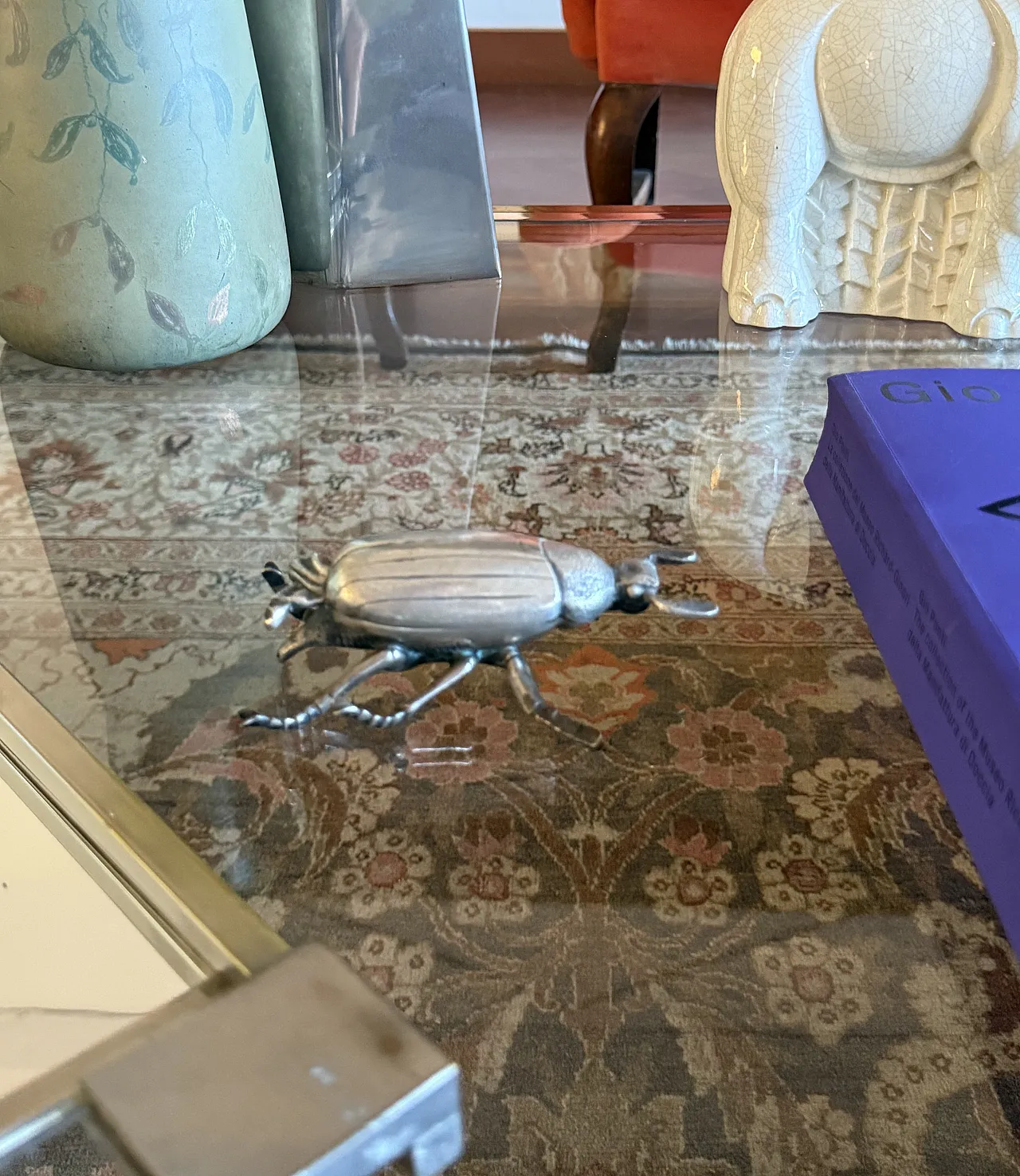 Insect-shaped silver ashtray/box, France, 1950s 2
