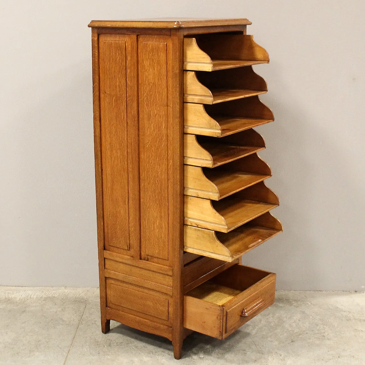 Filing cabinet with oak archive filing shutter, early 1900s 5