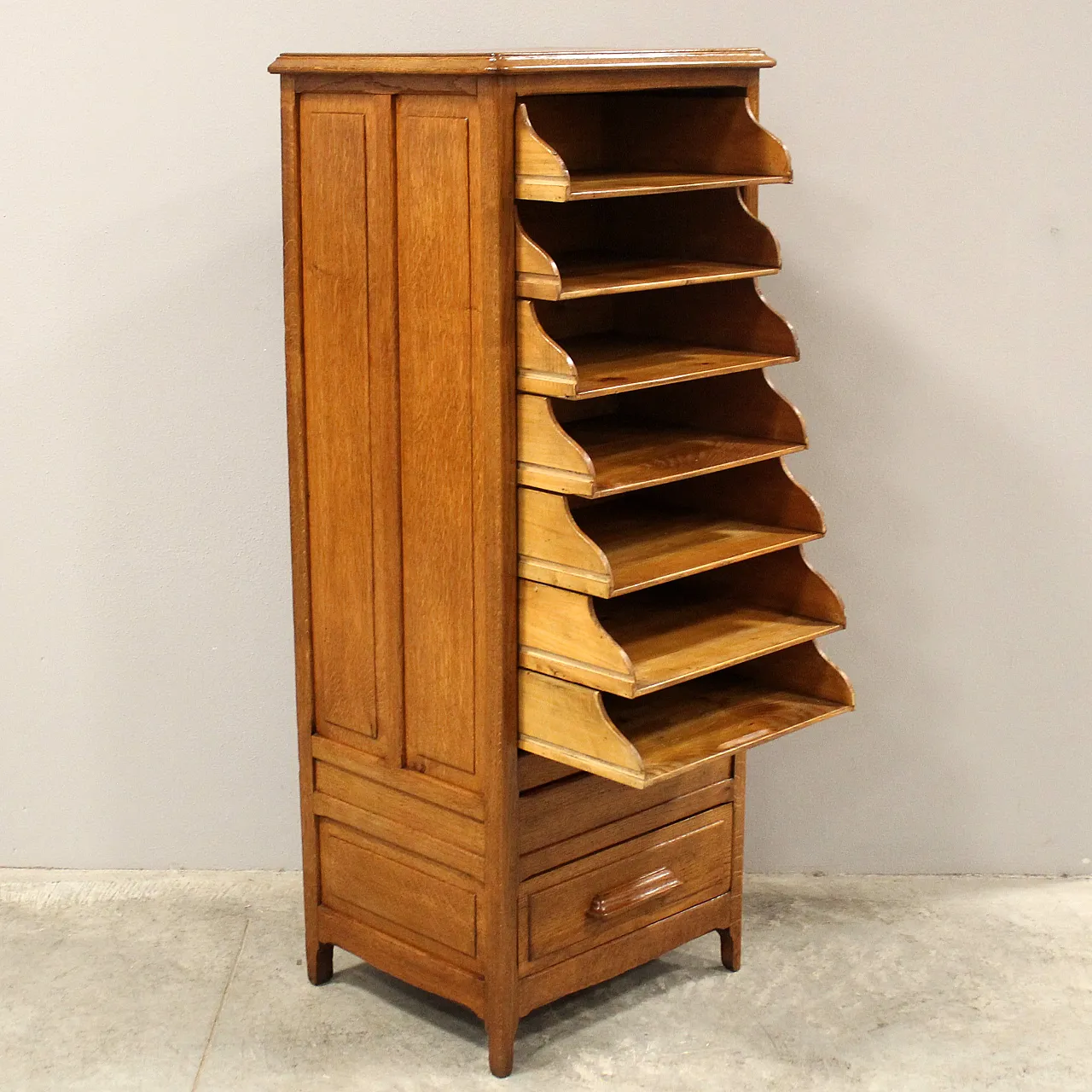 Filing cabinet with oak archive filing shutter, early 1900s 7