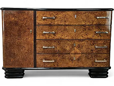Art Decò sideboard in briar and lacquered wood, 1950s