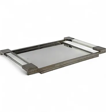 Modernist mirrored tray, Maison Adnet France 1950