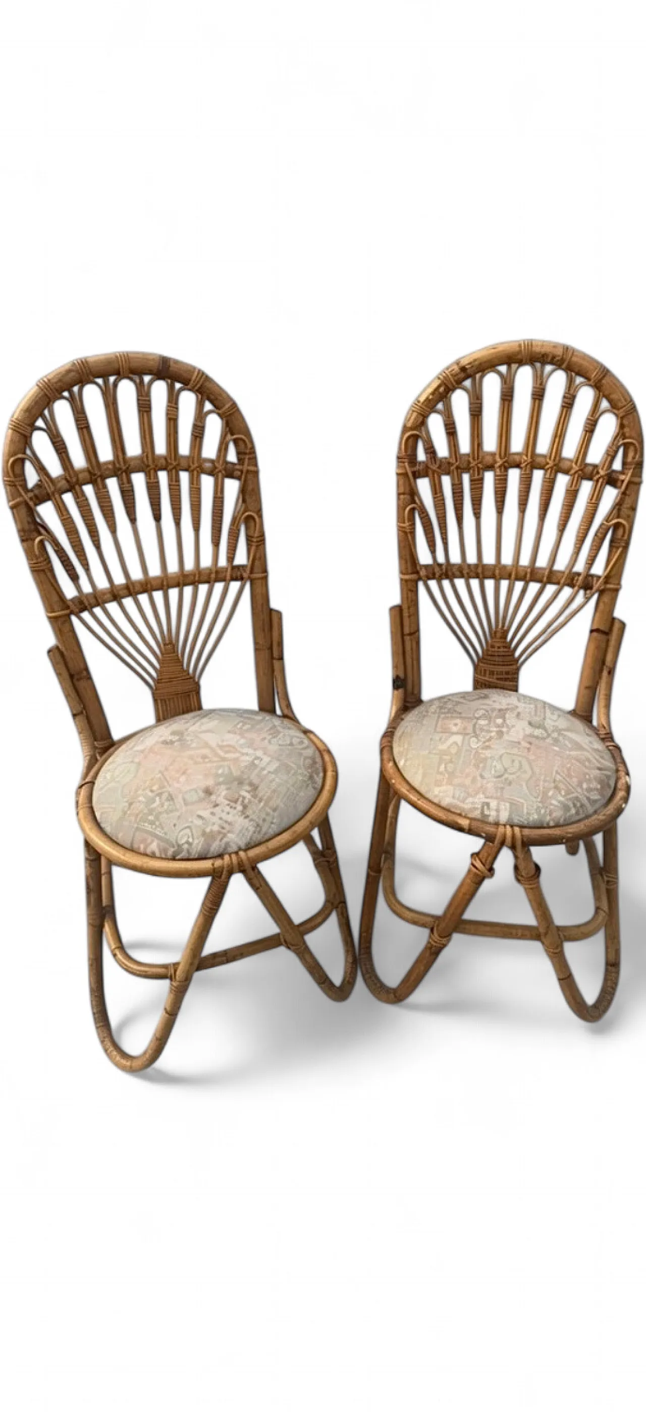 Pair of Bamboo and Wicker Chairs, 70s 5