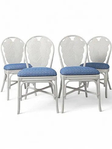 4 pencil reed rattan chairs, 1980s