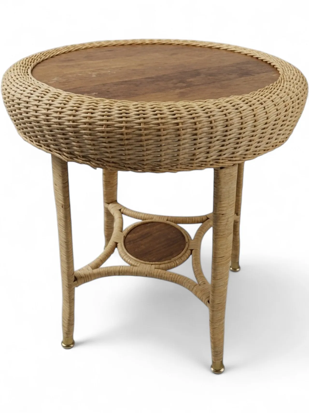 French cane and rattan side table, 1960s 4