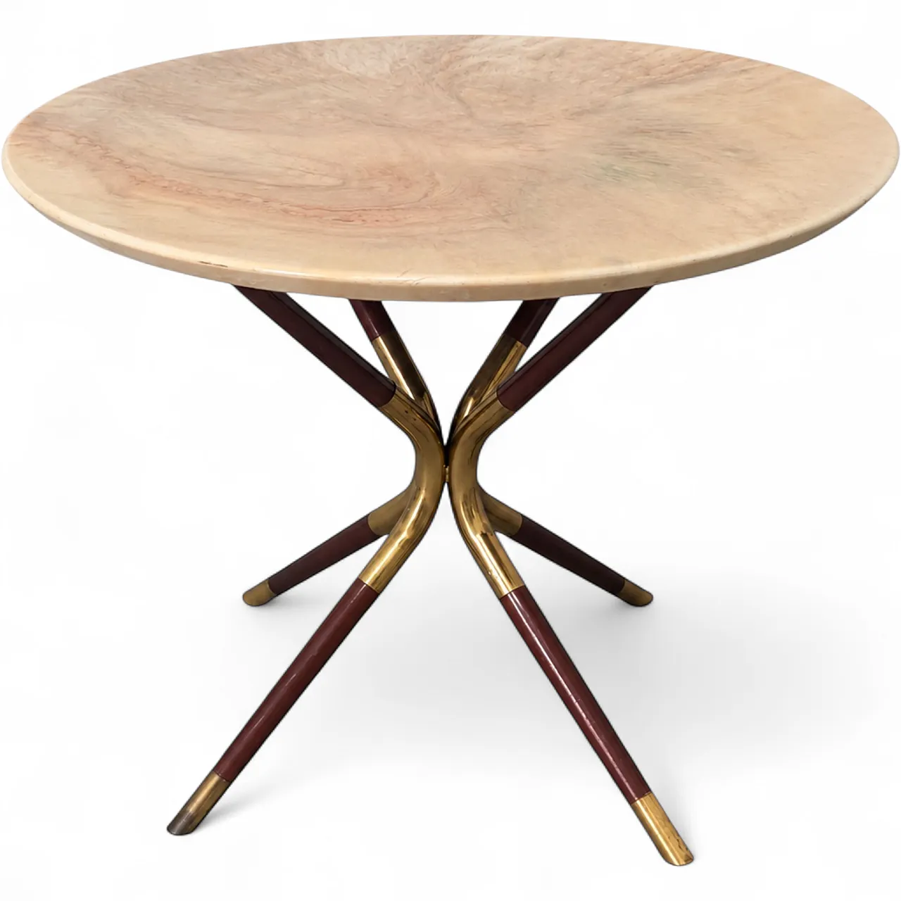 Cesare Lacca coffee table in brass, wood and imitation marble, 1958 8