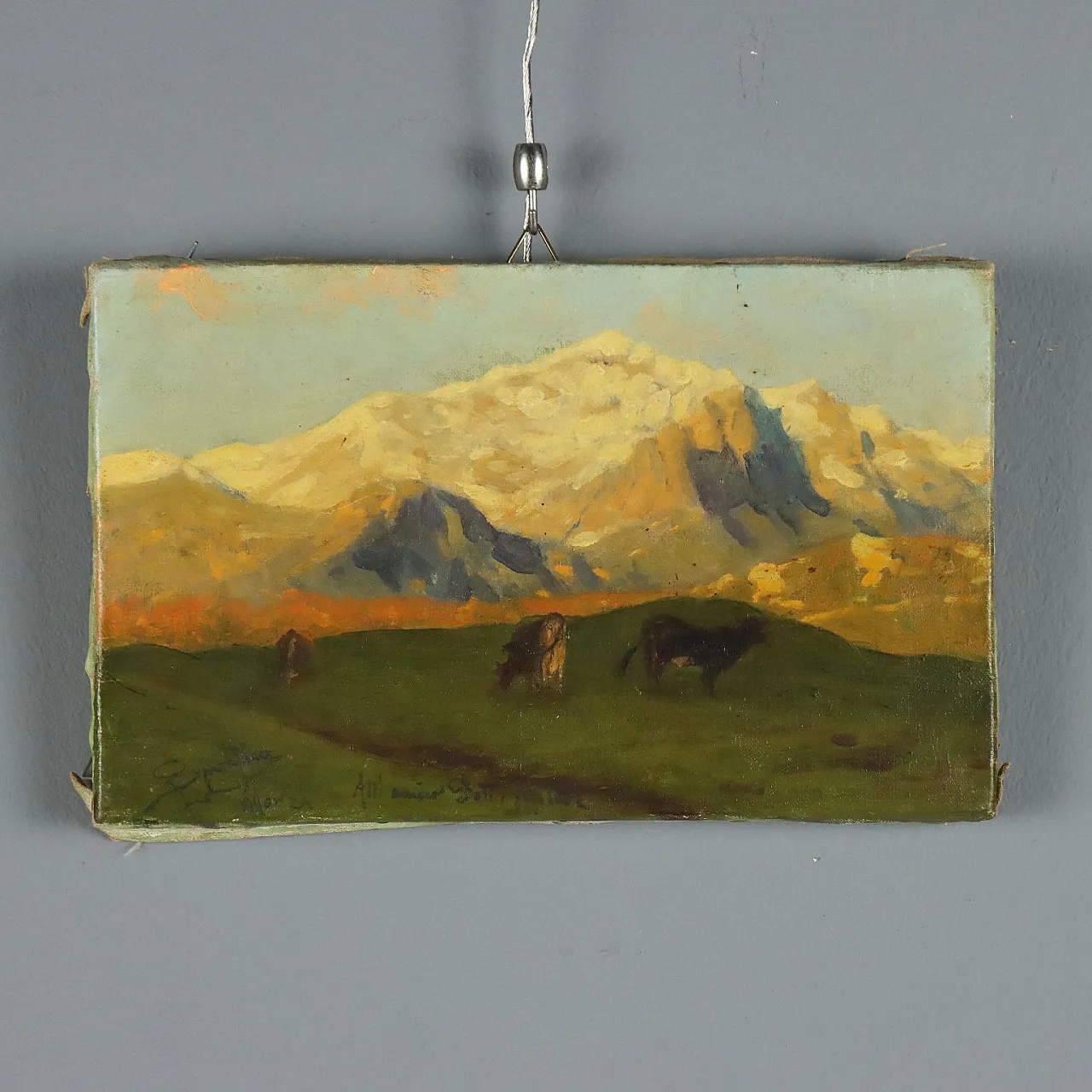 Alpine glimpse with cows by Eugenio Spreafico, 19th century 1