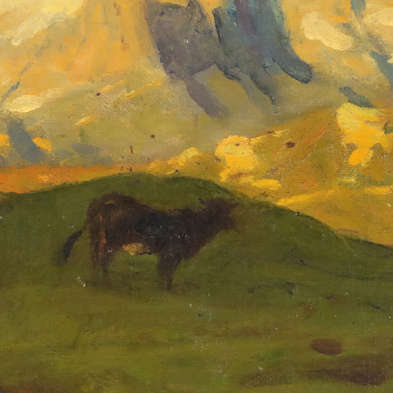 Alpine glimpse with cows by Eugenio Spreafico, 19th century 4