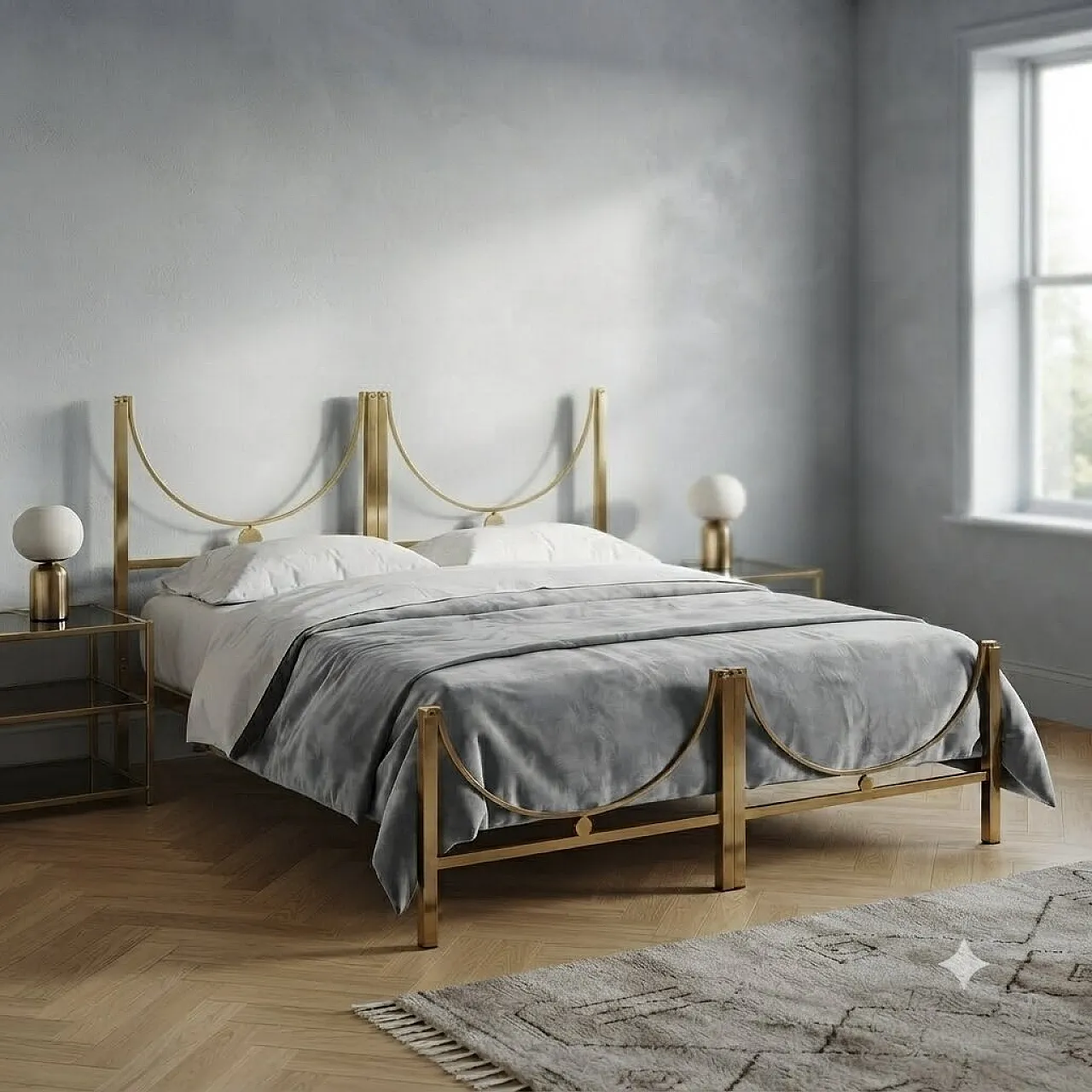 Letto matrimoniale in ottone, anni '70 2