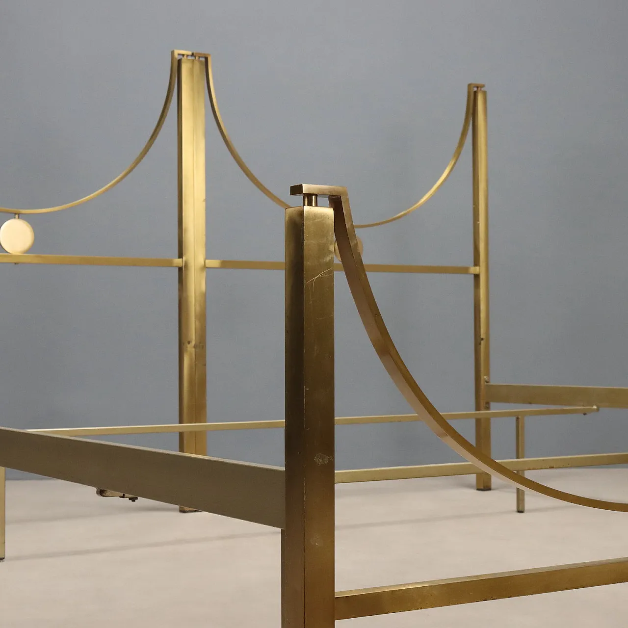 Letto matrimoniale in ottone, anni '70 4