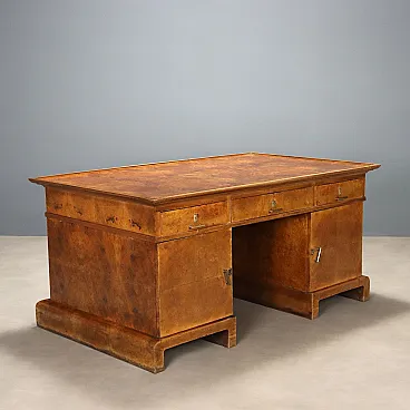 Art Deco desk in walnut and walnut root, late 20th century