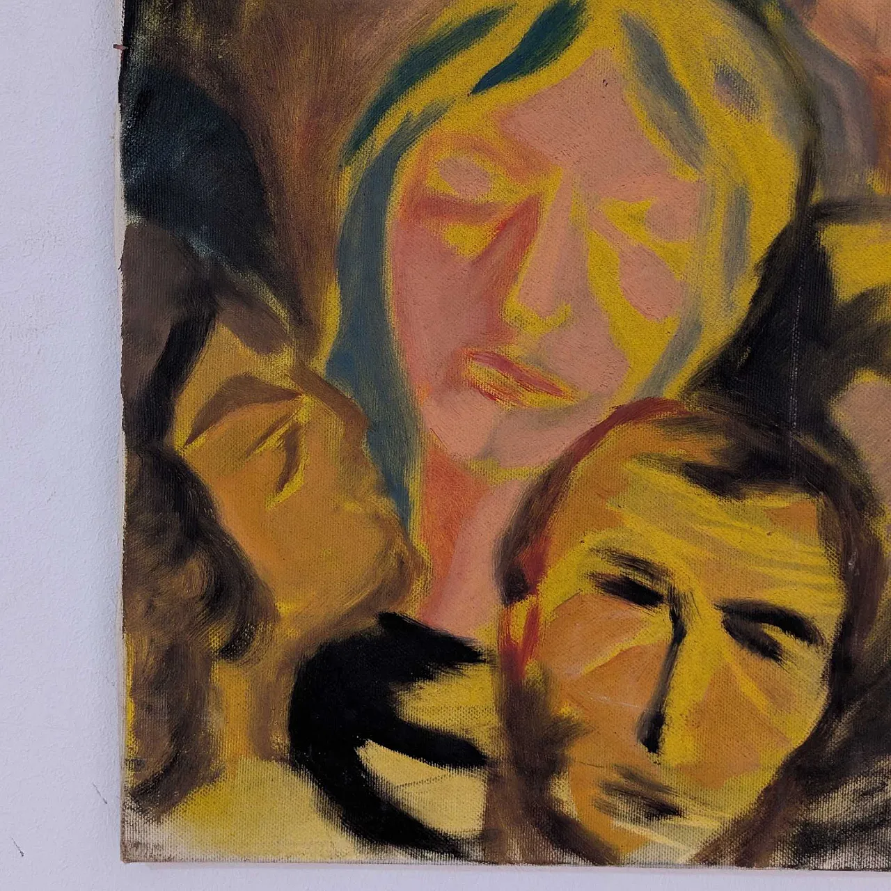 Olio su tela espressionista di Luciano De Vita, 1975, firmato 3