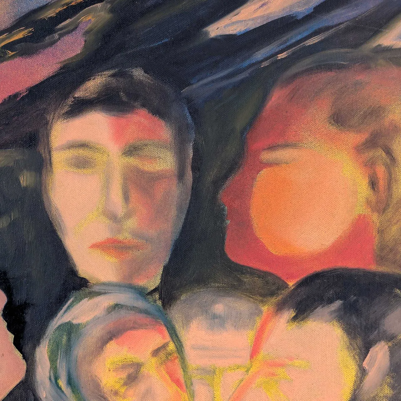 Olio su tela espressionista di Luciano De Vita, 1975, firmato 5