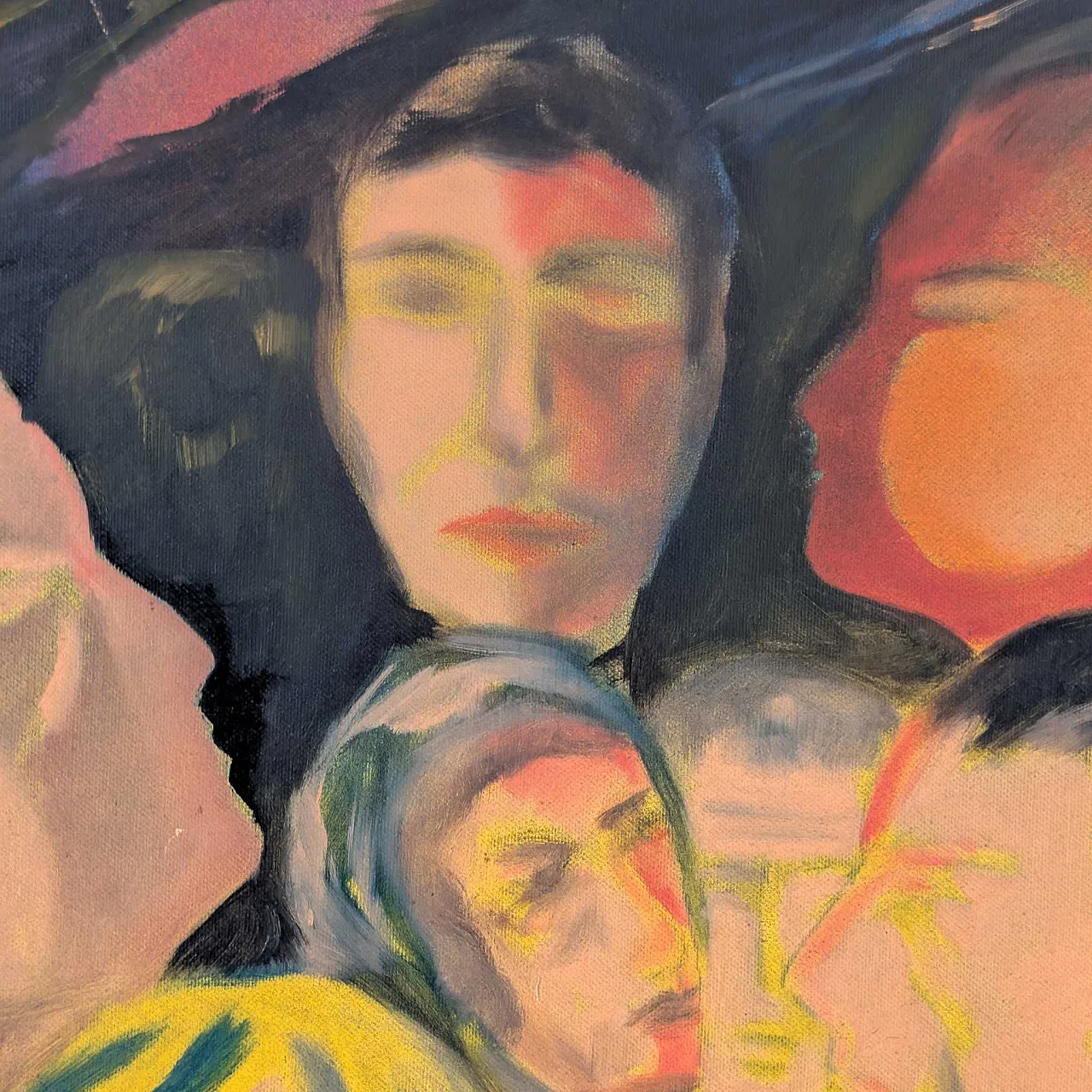 Olio su tela espressionista di Luciano De Vita, 1975, firmato 7
