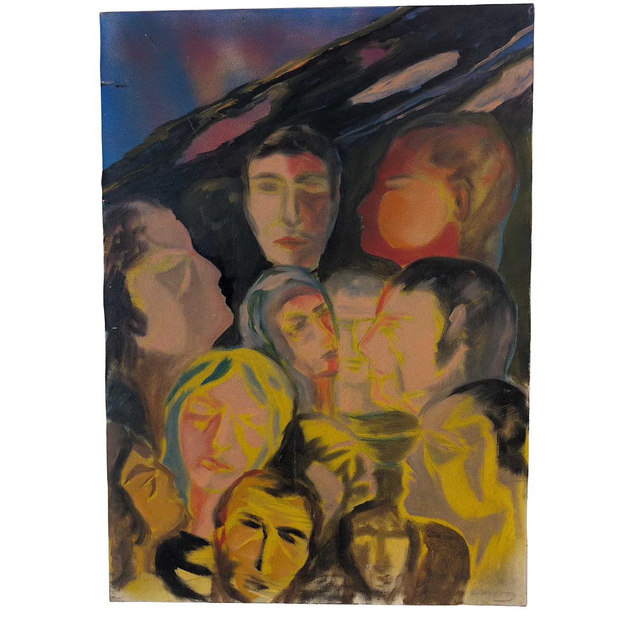 Olio su tela espressionista di Luciano De Vita, 1975, firmato 8