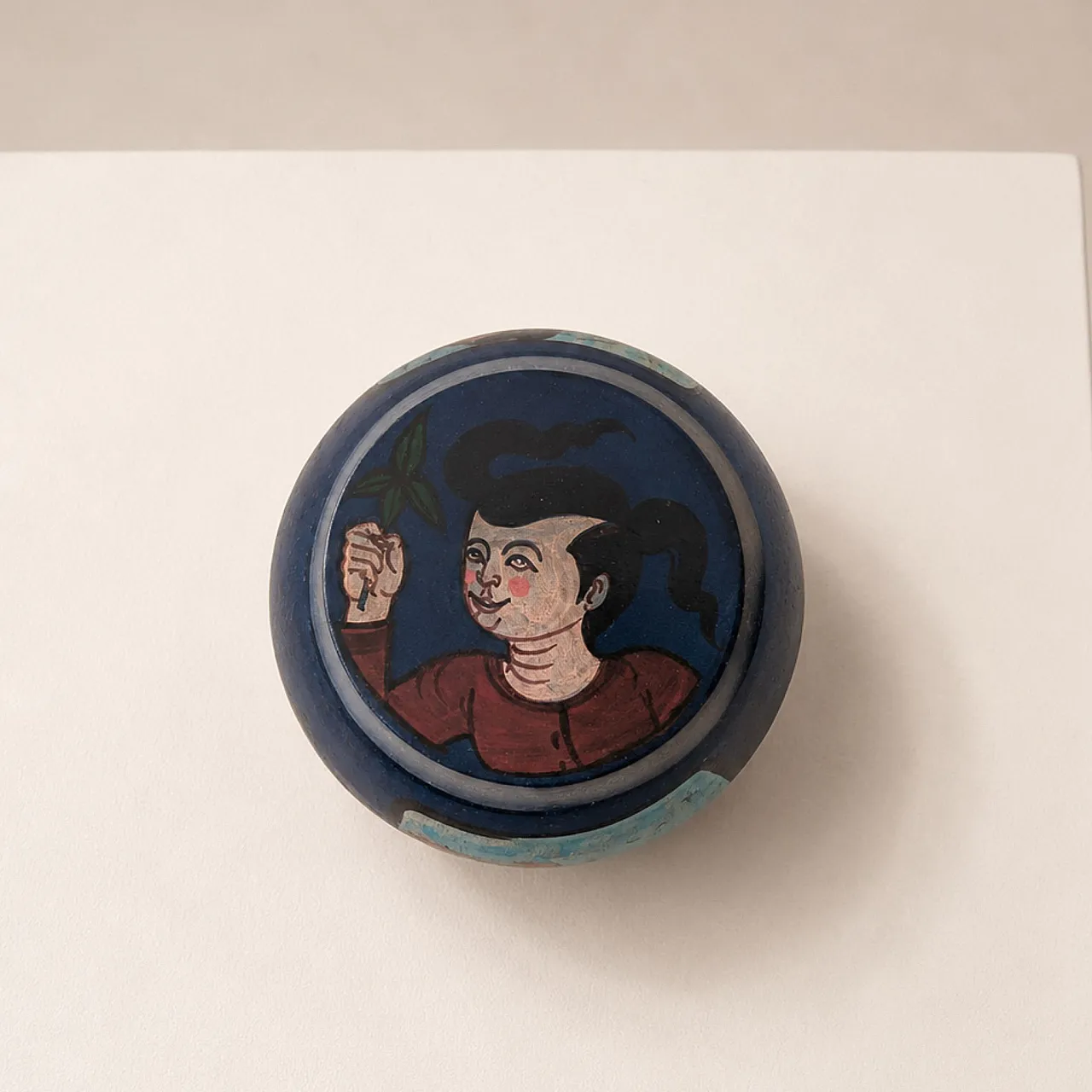 Folk Art Scatole decorative cinesi in legno dipinto a mano, anni ’50 4