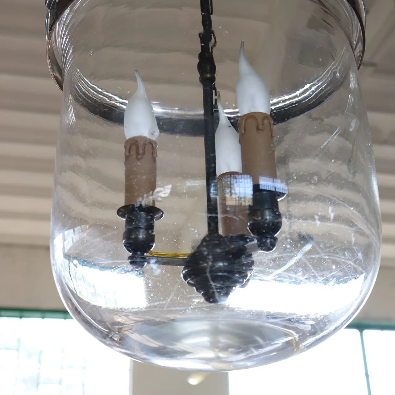 Blown glass bell lantern, early 1900s 8