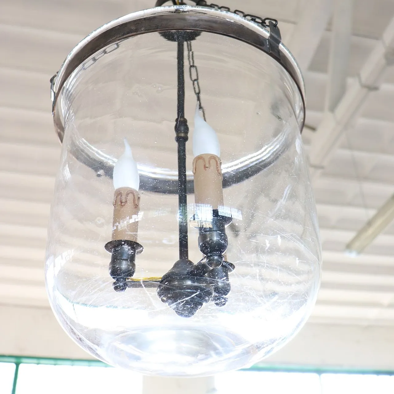 Blown glass bell lantern, early 1900s 9