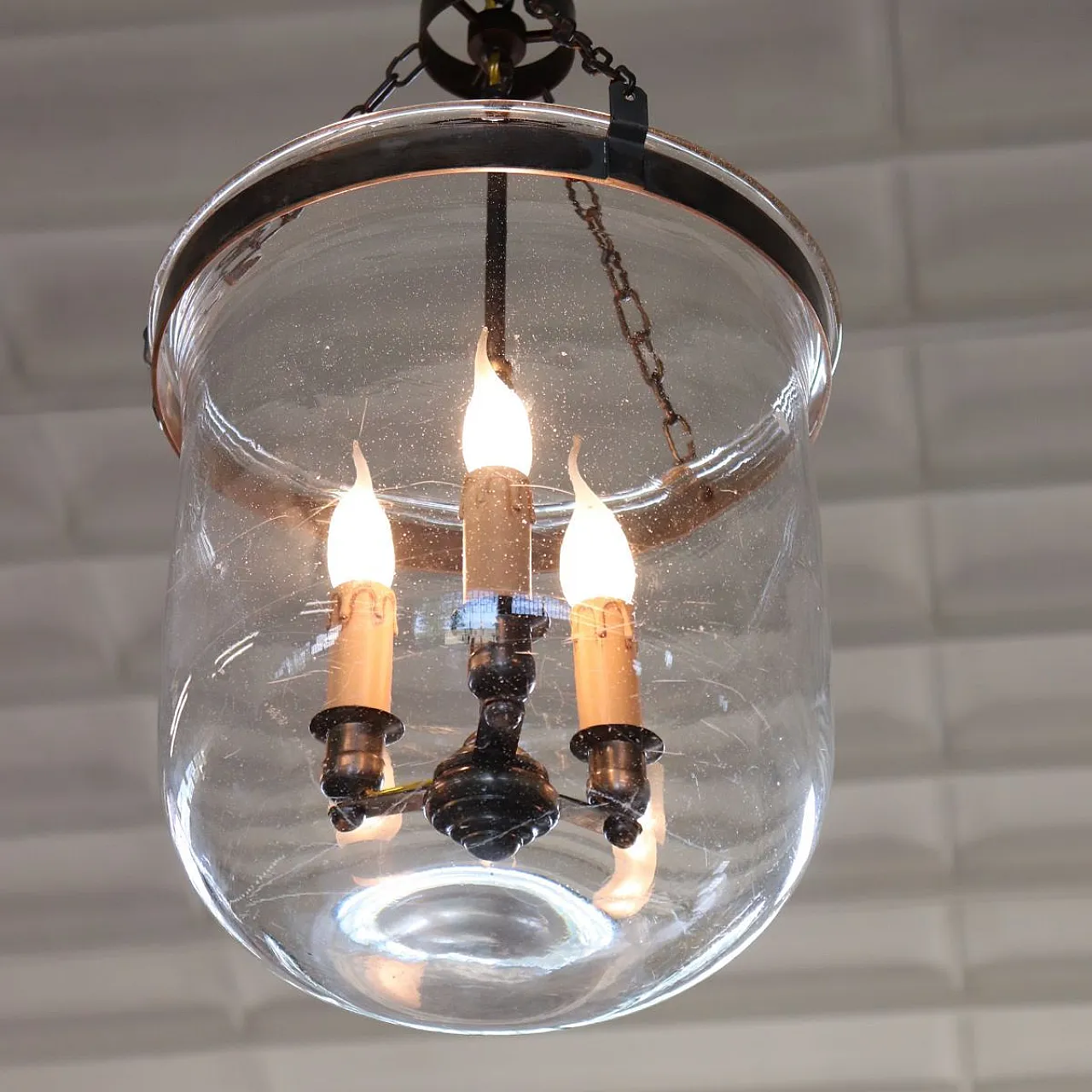 Blown glass bell lantern, early 1900s 13