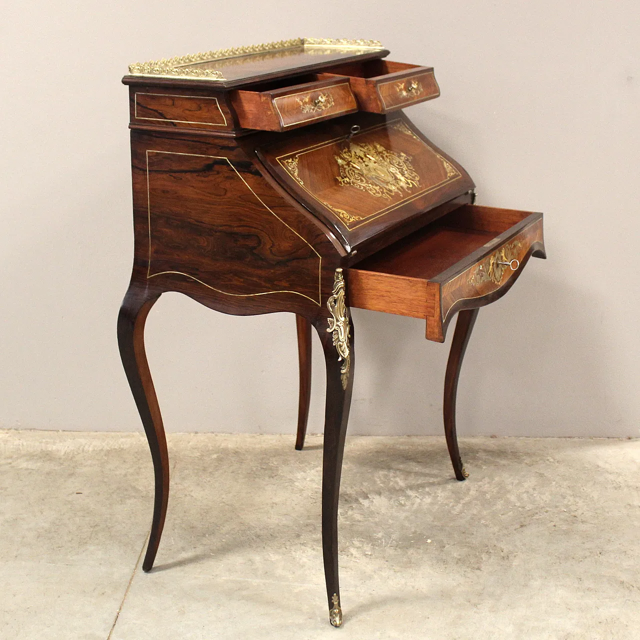Napoleon III inlaid desk flap from the 19th century 3