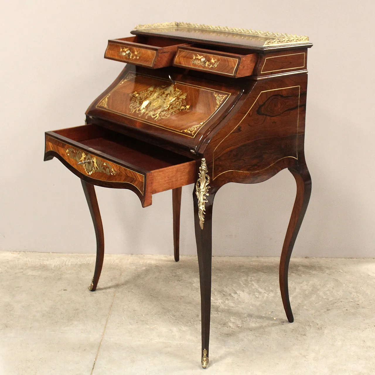 Napoleon III inlaid desk flap from the 19th century 4