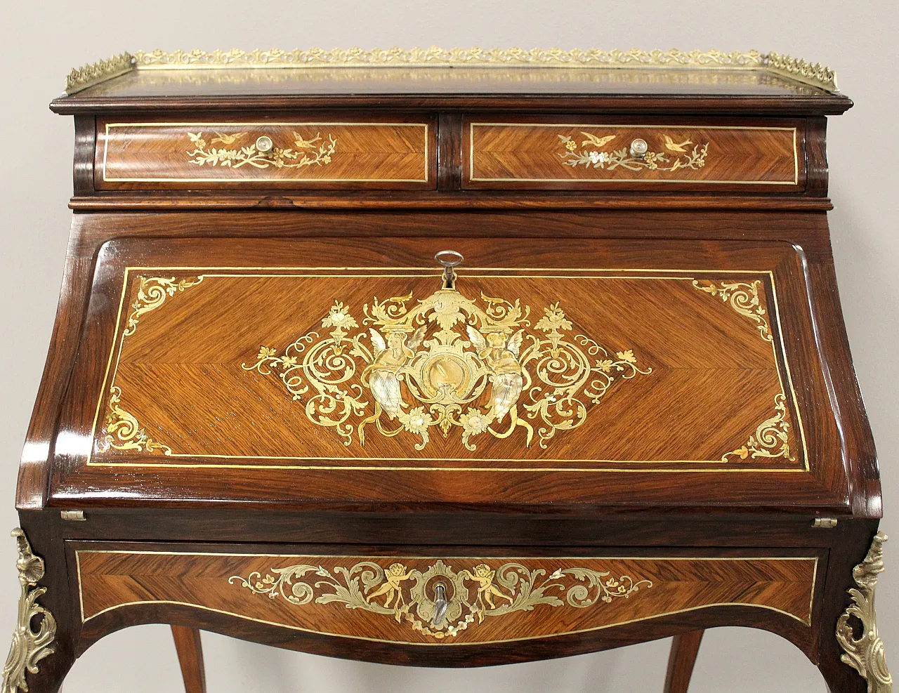 Napoleon III inlaid desk flap from the 19th century 9