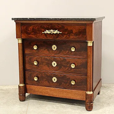 19th century Empire chest of drawers in mahogany