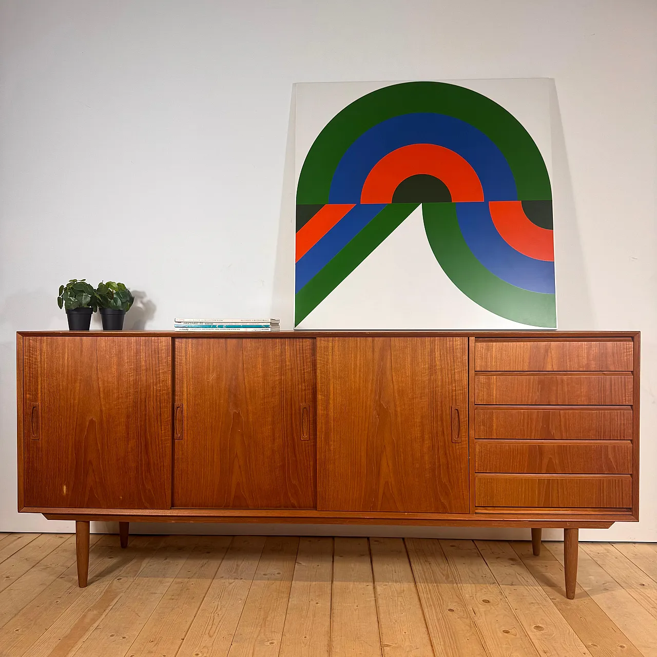 Danish teak sideboard with sliding doors and drawers, 1960s 3