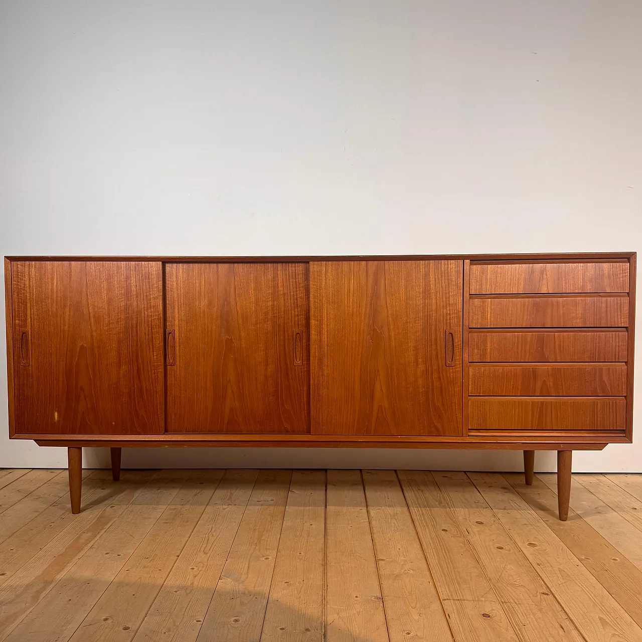 Danish teak sideboard with sliding doors and drawers, 1960s 7