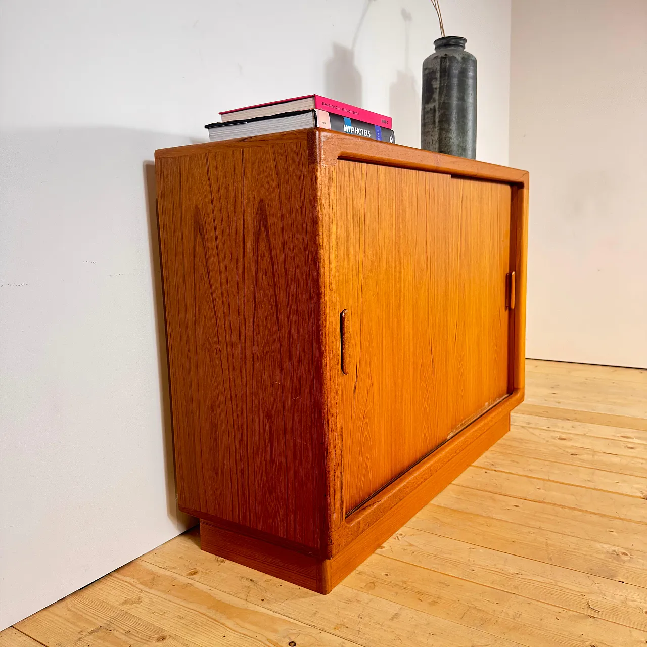 Danish teak sideboard with Scandinavian Modern sliding doors, 1960s 5