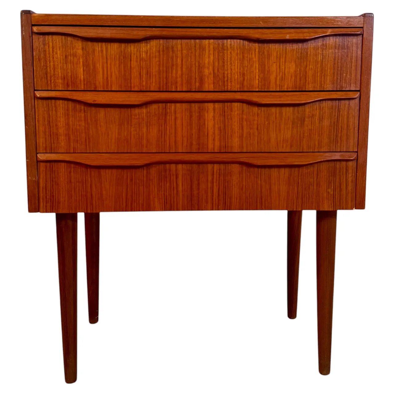 Scandinavian Modern Danish three-drawer teak bedside table, 1960s 1