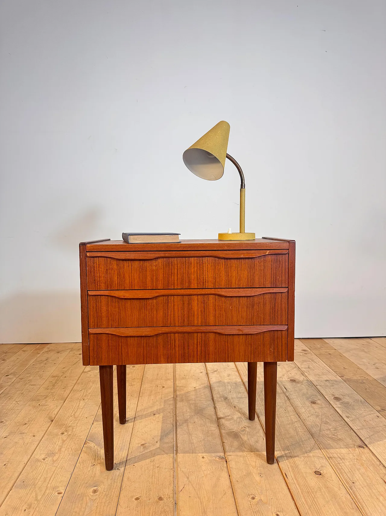 Scandinavian Modern Danish three-drawer teak bedside table, 1960s 7
