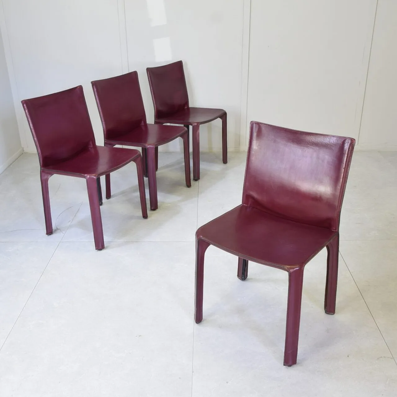 4 Cab 412 chairs in leather by Mario Bellini for Cassina, 1970s 5
