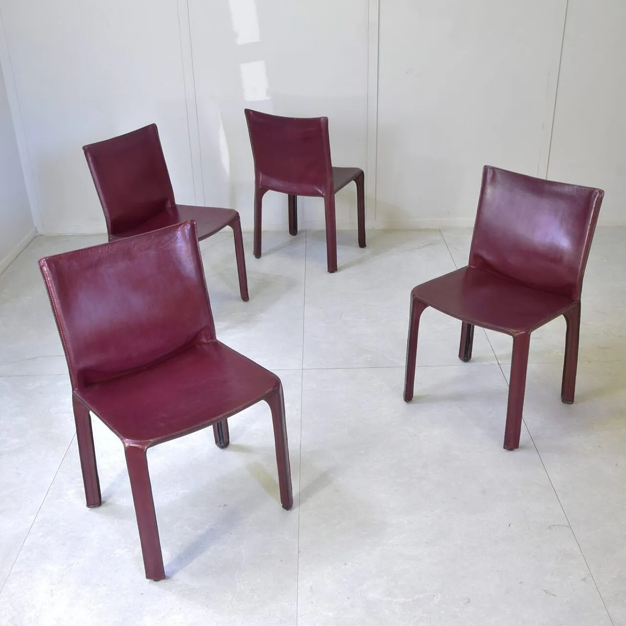 4 Cab 412 chairs in leather by Mario Bellini for Cassina, 1970s 6