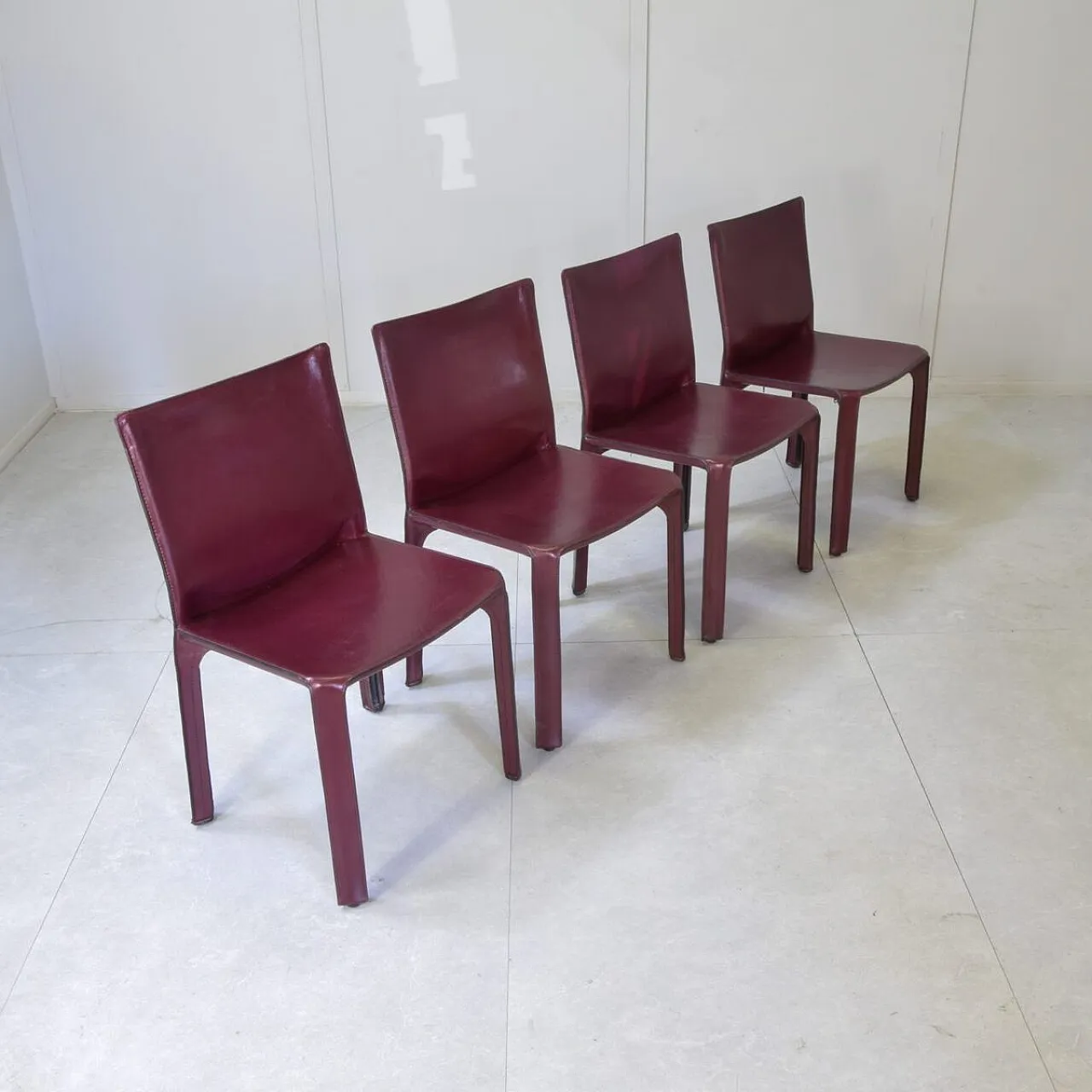 4 Cab 412 chairs in leather by Mario Bellini for Cassina, 1970s 7