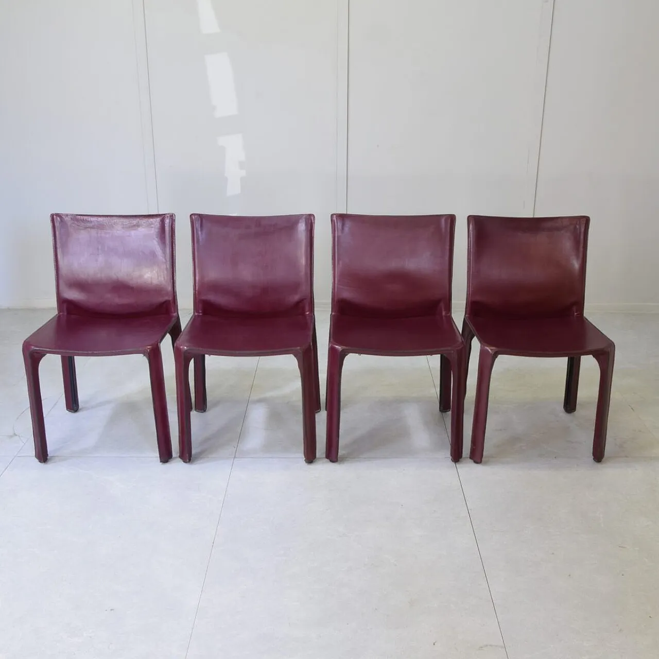 4 Cab 412 chairs in leather by Mario Bellini for Cassina, 1970s 8