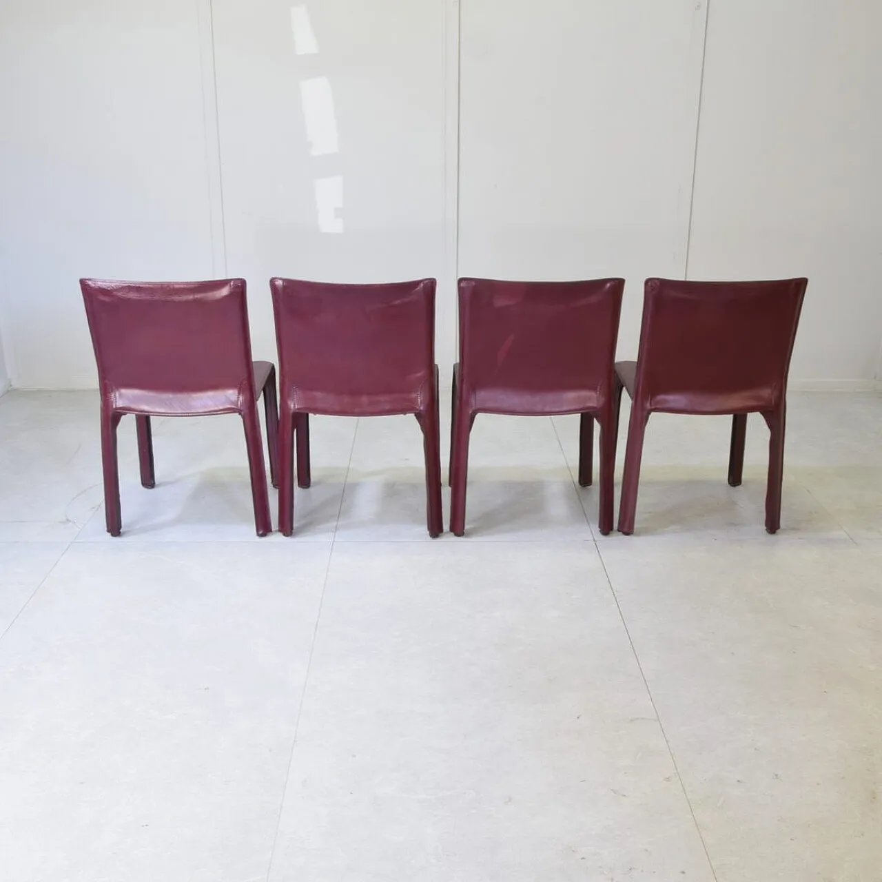 4 Cab 412 chairs in leather by Mario Bellini for Cassina, 1970s 9