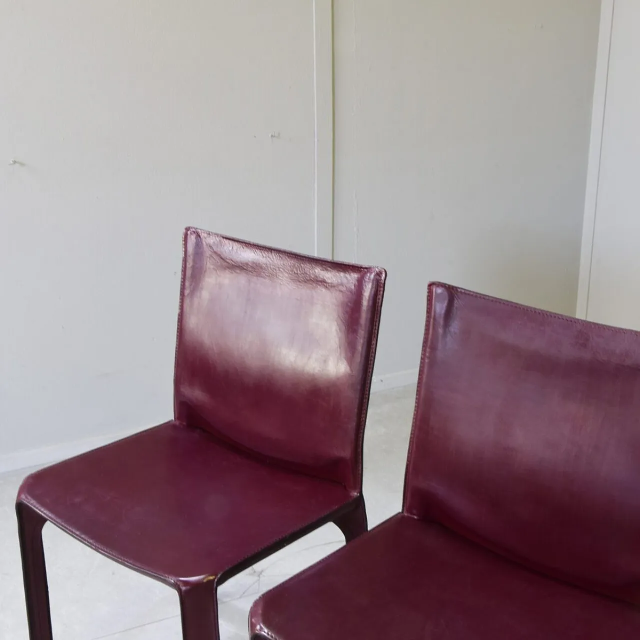 4 Cab 412 chairs in leather by Mario Bellini for Cassina, 1970s 12