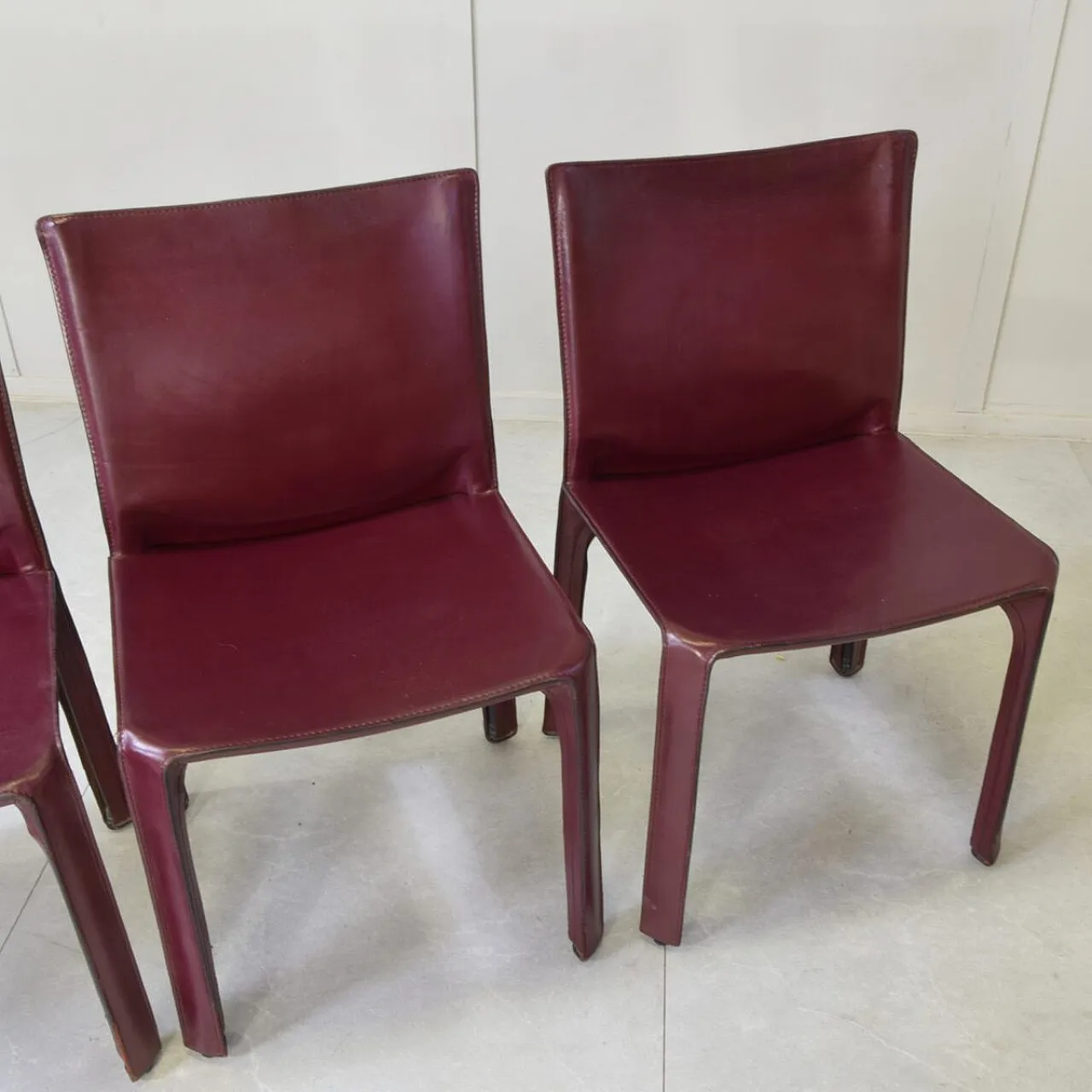 4 Cab 412 chairs in leather by Mario Bellini for Cassina, 1970s 13
