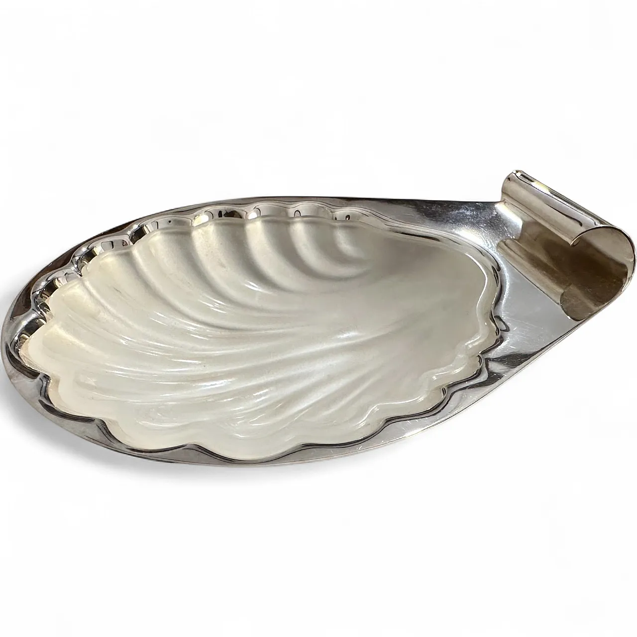 Modern silver plated and glass shell plate by Lino Sabattini, 1990s 10