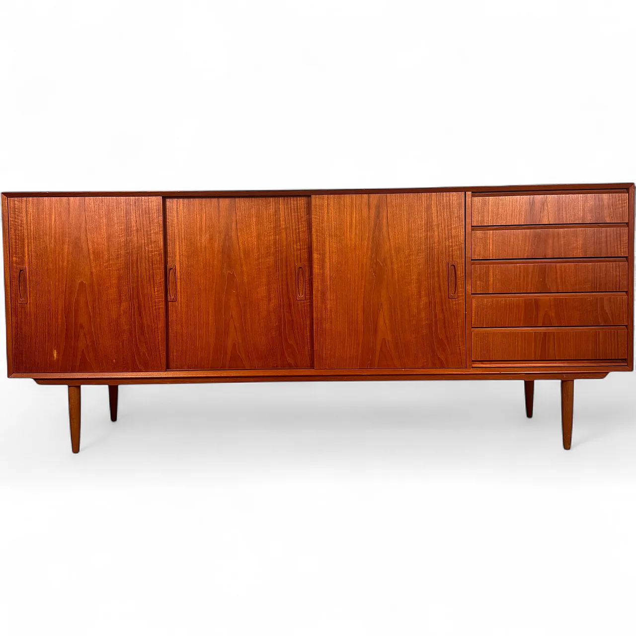 Danish teak sideboard with sliding doors and drawers, 1960s 8