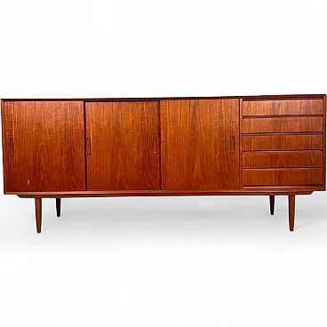Danish teak sideboard with sliding doors and drawers, 1960s
