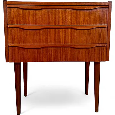 Scandinavian Modern Danish three-drawer teak bedside table, 1960s