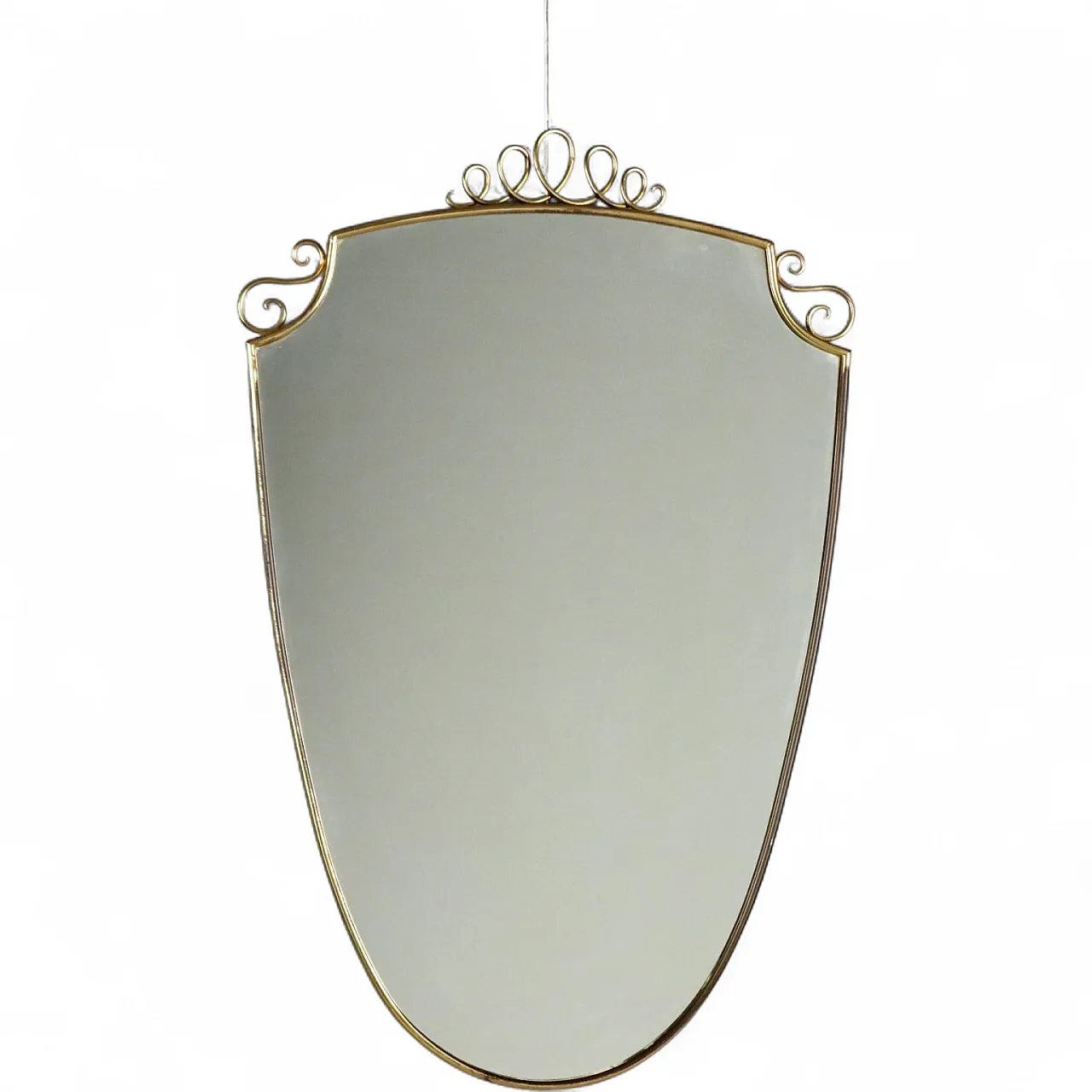 Specchio con cornice in ottone, metà '900 7