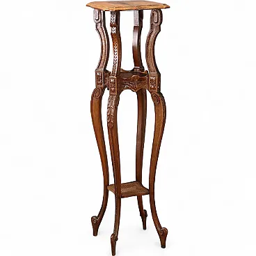 Carved walnut vase holder, late 19th century