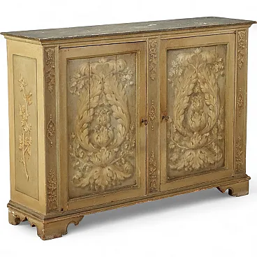 Baroque style sideboard in fir and poplar, 19th century