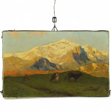 Alpine glimpse with cows by Eugenio Spreafico, 19th century