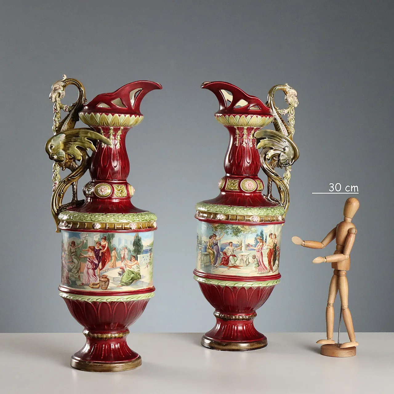 Pair of Jugendstil ceramic pourers, 20th century 2