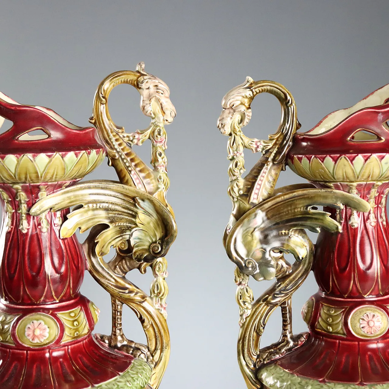 Pair of Jugendstil ceramic pourers, 20th century 4