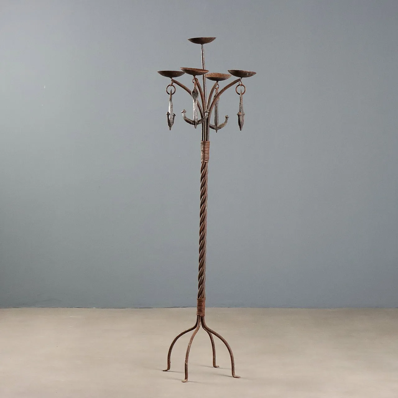 Wrought iron candle holder, 20th century 1