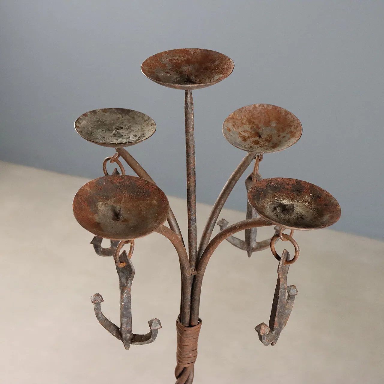 Wrought iron candle holder, 20th century 4